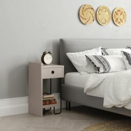 Rackhams Sirius Modern Bedside Table with 1 Drawer Open Shelf Left Module Width 32cm - Mocha Grey - thumbnail 3