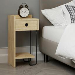 Rackhams Sirius Modern Bedside Table with 1 Drawer Open Shelf Left Module Width 32cm - Mocha Grey - thumbnail 4