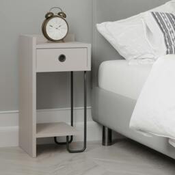 Rackhams Sirius Modern Bedside Table with 1 Drawer Open Shelf Left Module Width 32cm - Mocha Grey - thumbnail 1