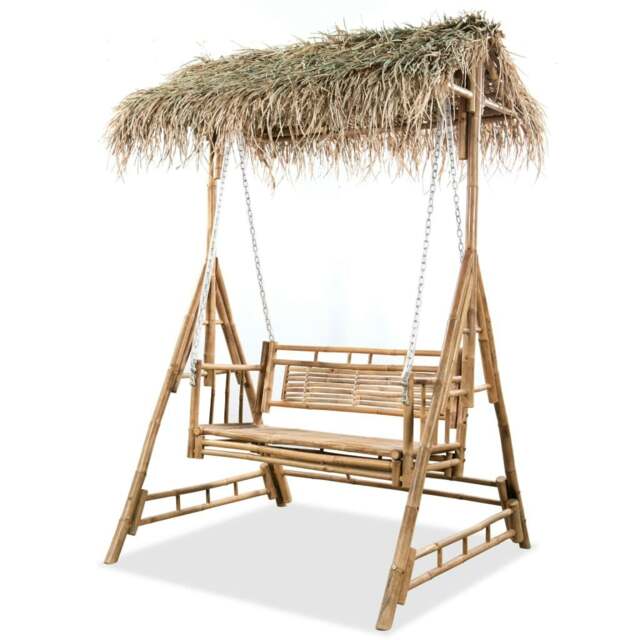 Rackhams 2-Seater Swing Bench with Palm Leaves Bamboo 202 cm