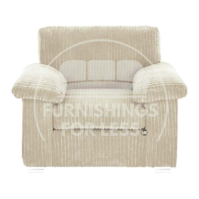 Rackhams Delta Full Jumbo Cord Single Seater Armchair - Cream - image 1