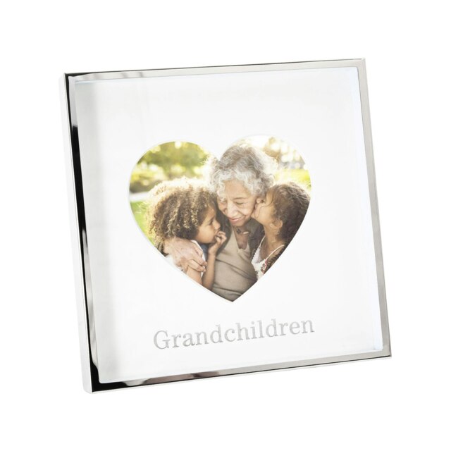 Rackhams Grandchildren Heart Frame for 4x4 Picture in Nickel Plated with Silver Foil - image 1