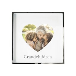 Rackhams Grandchildren Heart Frame for 4x4 Picture in Nickel Plated with Silver Foil - thumbnail 3