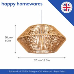Rackhams Chic Designer Super Eco-Friendly Natural Brown Paper String Easy Fit Light Shade - thumbnail 5