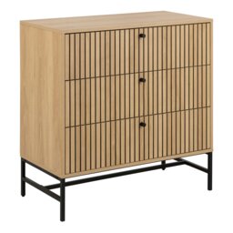 Rackhams Albany Chest of 3 Drawers in Oak/Black Legs - Oak & Black - Matt - Melamine,powder coated steel - thumbnail 1