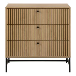 Rackhams Albany Chest of 3 Drawers in Oak/Black Legs - Oak & Black - Matt - Melamine,powder coated steel - thumbnail 2