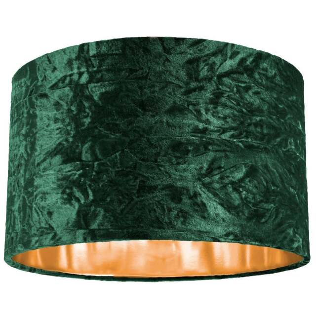 "Rackhams Modern Green Crushed Velvet 14"" Table/Pendant Lampshade with Shiny Copper Inner" - image 1