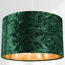 "Rackhams Modern Green Crushed Velvet 14"" Table/Pendant Lampshade with Shiny Copper Inner" - thumbnail 5