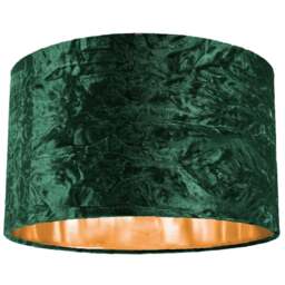 "Rackhams Modern Green Crushed Velvet 14"" Table/Pendant Lampshade with Shiny Copper Inner"