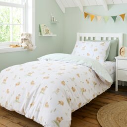 Rackhams Mini Moo Cow Reversible Cotton Duvet Cover Set White - White - Junior - thumbnail 1