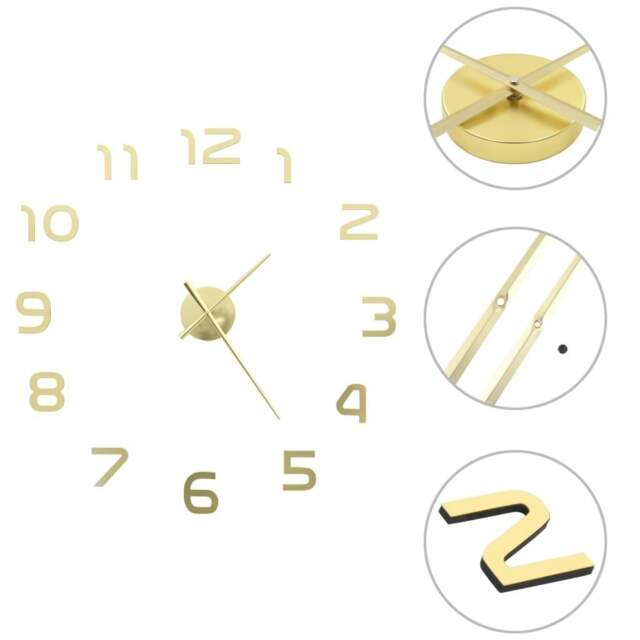 Rackhams 3D Wall Clock Modern Design 100 cm XXL Gold