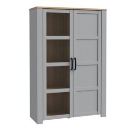 Rackhams Bohol Display Cabinet in Riviera Oak/Grey Oak - Full Assembly Required - Riviera Oak & Grey Oak - Matt