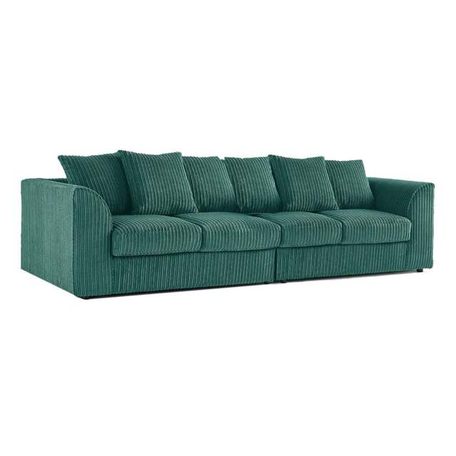 Rackhams Luxor Cord Long Fabric 4 Seater - Scatter back - Teal