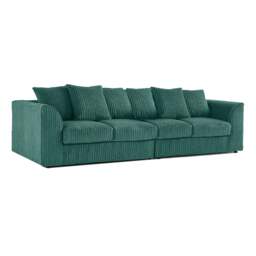 Rackhams Luxor Cord Long Fabric 4 Seater - Scatter back - Teal - thumbnail 1