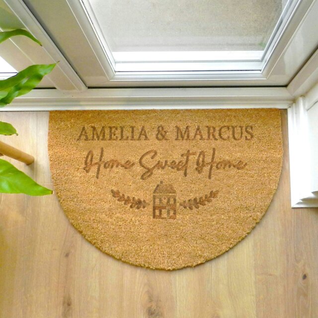 Rackhams Personalised Home Sweet Home Half Moon Indoor Doormat - image 1