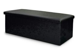 Rackhams Faux Leather Storage Ottoman - 110cm x 38cm Foldable - Grey - thumbnail 3