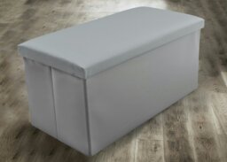 Rackhams Faux Leather Storage Ottoman - 110cm x 38cm Foldable - Grey - thumbnail 1