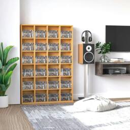 Rackhams CD Storage Unit with Adjustable Shelves, 89 x 130.5 cm, Beech Wood Finish - thumbnail 2