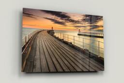 Rackhams Whitby Pier Sunrise - Framed Print 30 x 20 inch - thumbnail 2