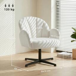 Rackhams Modern Accent Chair, Shell Swivel Armchair, Velvet-Feel Fabric - Grey - thumbnail 4