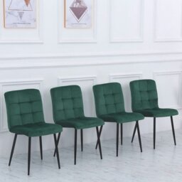 Rackhams 44cm Wide Retro Velvet Accent Desk Chair Dining Desk Chairs - Green - thumbnail 1