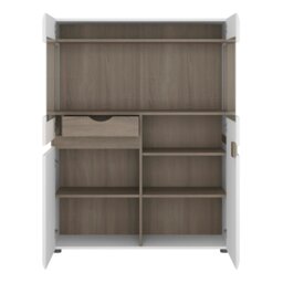 Rackhams Chelsea Low Display Cabinet 109cm wide in White with Oak Trim - Full Assembly Required - White & Oak - Matt - thumbnail 2