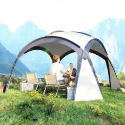 Rackhams Outdoor Gazebo Event Dome Shelter Party Tent for Garden Cream and Blue - 350cm x 350cm x 222cm - thumbnail 1