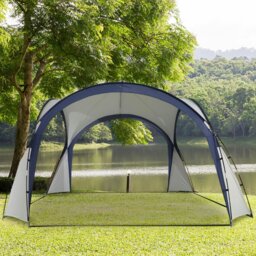 Rackhams Outdoor Gazebo Event Dome Shelter Party Tent for Garden Cream and Blue - 350cm x 350cm x 222cm - thumbnail 3