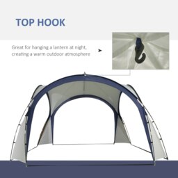 Rackhams Outdoor Gazebo Event Dome Shelter Party Tent for Garden Cream and Blue - 350cm x 350cm x 222cm - thumbnail 5