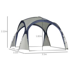 Rackhams Outdoor Gazebo Event Dome Shelter Party Tent for Garden Cream and Blue - 350cm x 350cm x 222cm - thumbnail 6