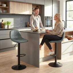 Rackhams Bar Stools Set of 2, Modern Swivel Barstools for Dining Room - Brown - thumbnail 6