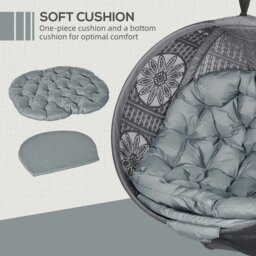 Rackhams Hanging Swing Chair w/ Metal Stand & Side Pocket, Charcoal Grey - Sand brown - thumbnail 4