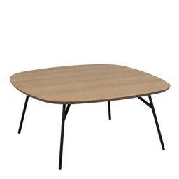 Rackhams Caracas Square Coffee Table in Oak and Matt Black - black - Black - 90 - thumbnail 2
