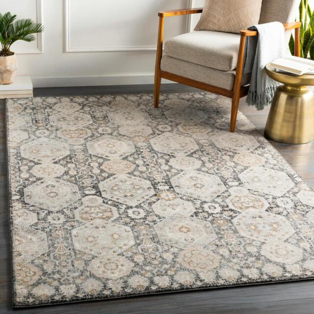 Rackhams Indigo-Vintage Black Grey Beige Traditional Boho Rug - 200 x 275 cm - image 1