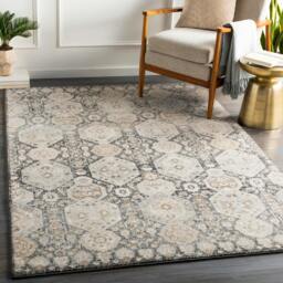 Rackhams Indigo-Vintage Black Grey Beige Traditional Boho Rug - 200 x 275 cm - thumbnail 1