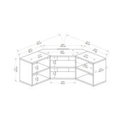Rackhams Bonnett Corner TV Stand & Entertainment Center - Light Walnut & Beige - thumbnail 6
