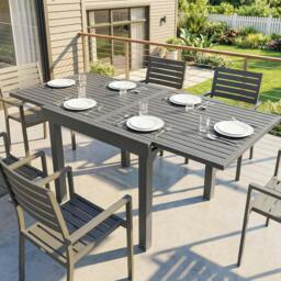 Rackhams Extending Garden Table for 4-8, Aluminium Outdoor Table, Dark Grey - 1 - 180 x 90 x 75 cm - 90 - thumbnail 1