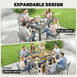 Rackhams Extending Garden Table for 4-8, Aluminium Outdoor Table, Dark Grey - 1 - 180 x 90 x 75 cm - 90 - thumbnail 4