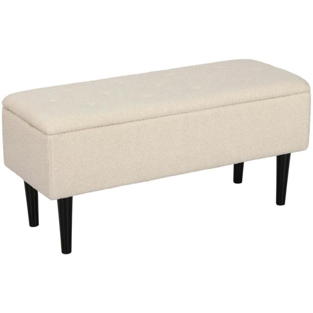 Rackhams 57L Teddy Fleece Storage Ottoman - Cream