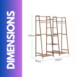 Rackhams Large Wooden Open Wardrobe Garment Rail With Storage Shelves Natural - thumbnail 5
