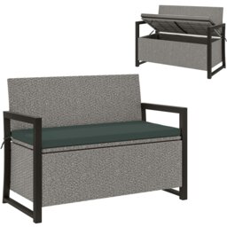 Rackhams Rattan Garden Bench with Storage, Inner Bag, 151.5L Outdoor Bench - thumbnail 2