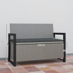 Rackhams Rattan Garden Bench with Storage, Inner Bag, 151.5L Outdoor Bench - thumbnail 6