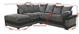 Rackhams Dino Jumbo Cord Left Hand Facing Corner Sofa Black & Grey - Grey - thumbnail 3