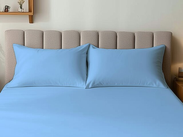 Rackhams Microfibre Soft Touch Plain Dyed Housewife Pillowcase Pair - Sky Blue - image 1