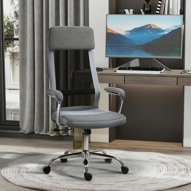 Rackhams Office Chair Mesh High Back Swivel Task Home Desk Chair w/ Arm, Grey - image 1
