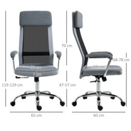 Rackhams Office Chair Mesh High Back Swivel Task Home Desk Chair w/ Arm, Grey - thumbnail 5