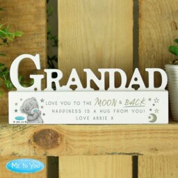 Rackhams Personalised Me To You Moon and Back Wooden Grandad Ornament - thumbnail 1