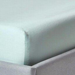 Rackhams Organic 400 TC Egyptian Cotton Sateen Fitted Sheet – 46 cm Extra Deep - Duck Egg Blue - Double