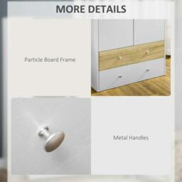 Rackhams 2-Door Wardrobe with 2 Drawers, Hanging Rod and Anti-tipping Straps for Bedroom Clothes Storage Organisation, White - thumbnail 6