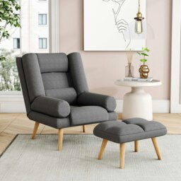 Rackhams Modern Comfort Adjustable Recliner with Footstool Grey